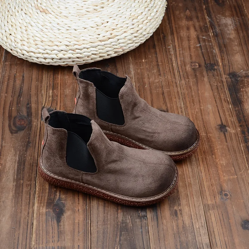 

Mori Literary Flat Big Head Doll Shoes Casual Retro Martin Boots British Style Thick-Sole Womens Boots College Wind Ankle Boots
