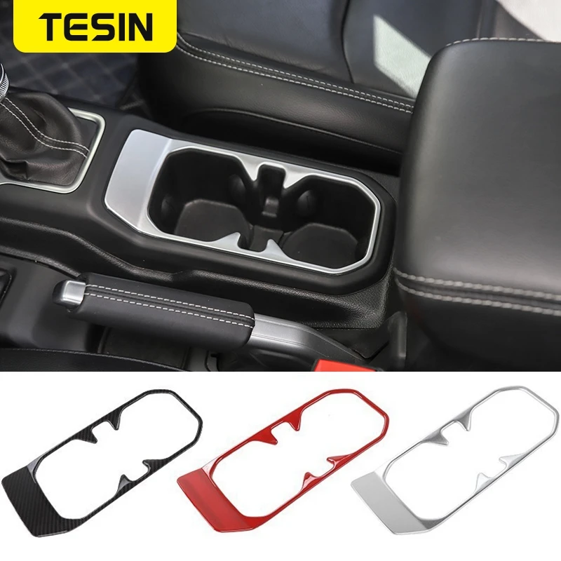 

TESIN Interior Mouldings for Jeep Wrangler 2018+Car Front Drink Cup Holder Decoration Cover for Jeep Wrangler JL Accessories
