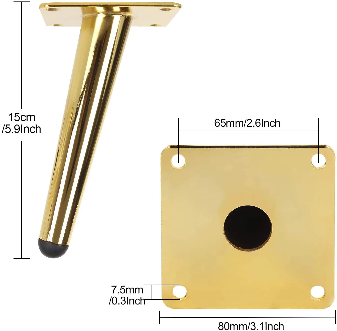 4pcs Metal Furniture legs Straight Cone And Oblique Cone Table Leg Sofa Chair Leg coffee tables Furniture fittings,15/20/25/30CM