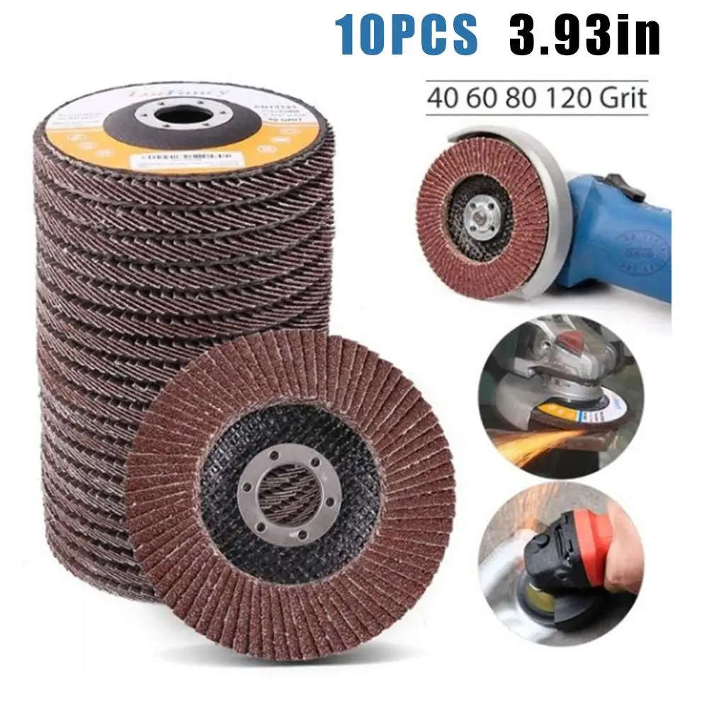 10Pcs 100mm Flap Sanding Discs 40/60/80/120 Grit Grinding Wheels Blades Angle Grinder Disc Wheel Polishing Tools | Дом и сад