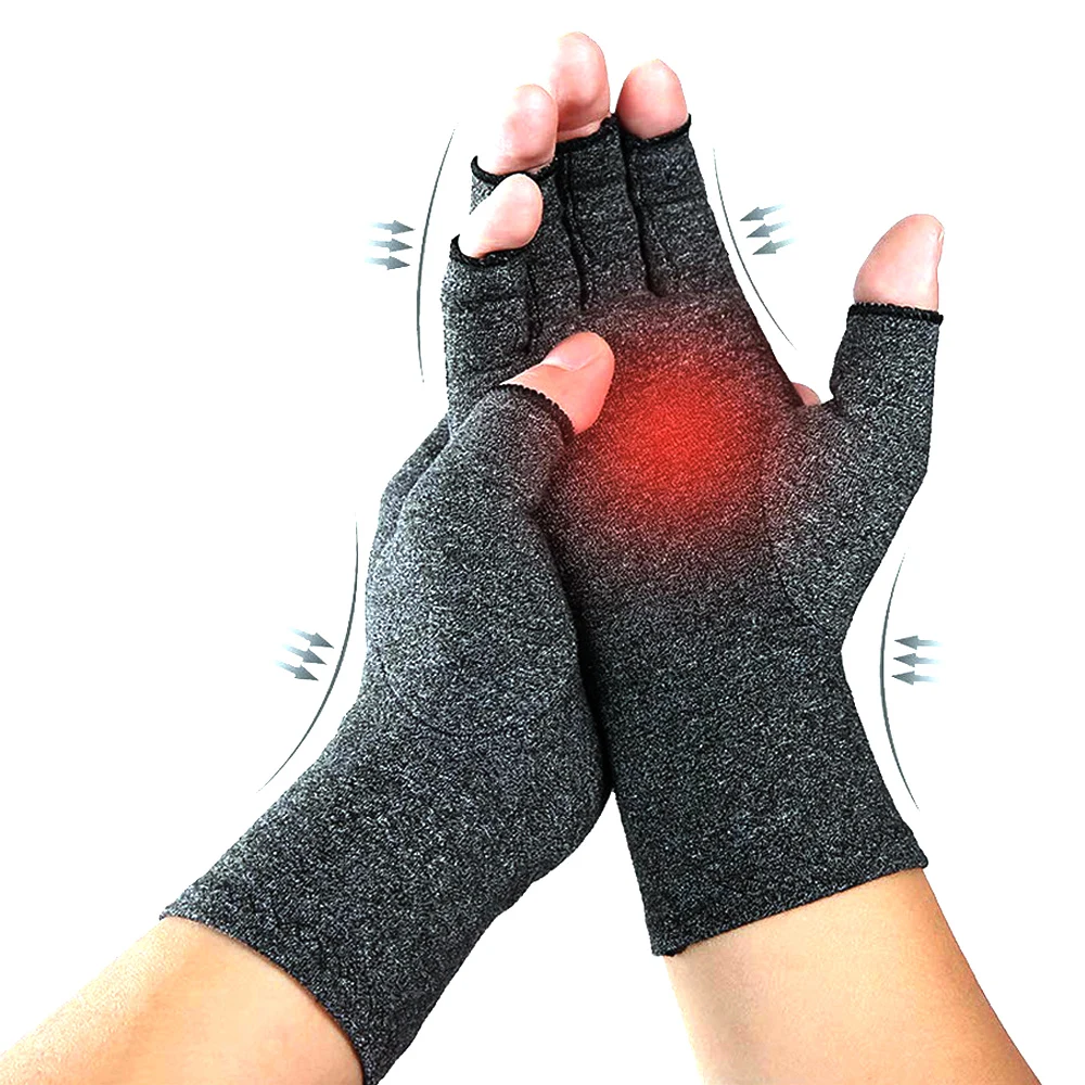 Tcare 2Pcs/Pair Unisex Compression Open Fingers Arthritis Gloves Premium Arthritic Joint Pain Relief Hand Gloves Therapy Cycling