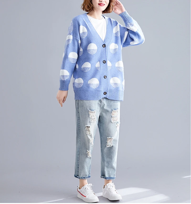 Oladivi Big Plus Size Women Apparel Autumn Winter Casual Loose Knitted Sweater Fashion Ladies Cardigan Female Knitwear Tops