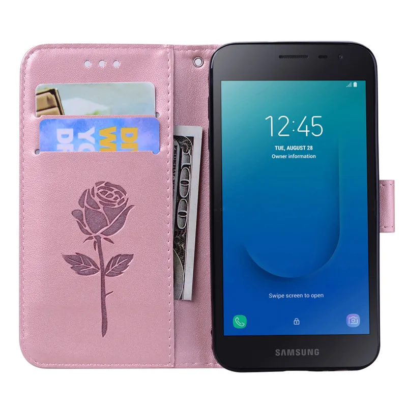 Case For Samsung J2 Core Cover Rose Flower Leather Case For Samsung Galaxy J2 Core SM-J260F J260F J260 Wallet Flip Funda Coques best case for samsung