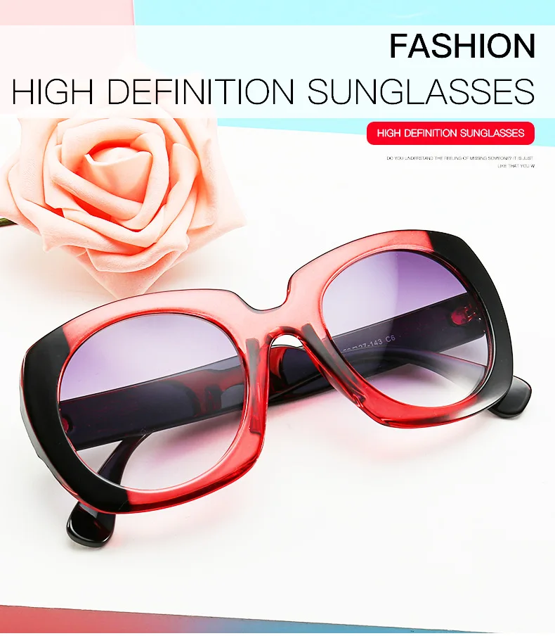 

2020 Oversize Frame Double Color Women Sunglasses Fashion Square Sunglasses UV400