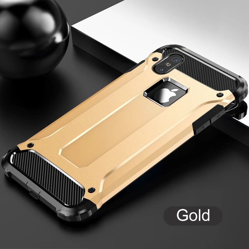 Защитный противоударный чехол для iPhone 11 Pro Max X XS Max XR 7 8 6 6s Plus Hybrid Armor чехол для iPhone 5 5S SE 7 8 X 11Pro 10 чехол s - Цвет: Золотой