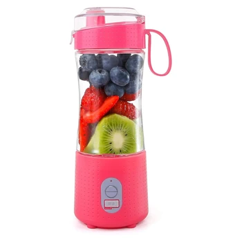 

350ML Portable Juicer ,USB Rechargeable Smart Smoothie Blender with 6 Stainless Steel Blades 4000MAh Strong Power Pink