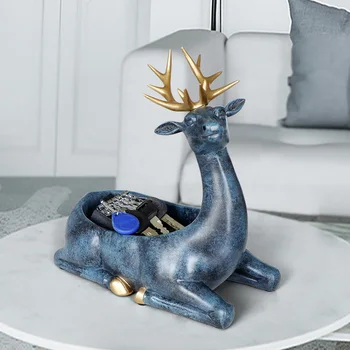 

Home Decoration accessories modern for home Desktop key phone storage box for living room ornaments resin Deer Figurines Gifts
