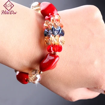

2020 New High-end Crystal Shell Bracelet Women Elegant Joker Shiny Date Bangle Girls Summer Fashion Red Pink Hand Accessories