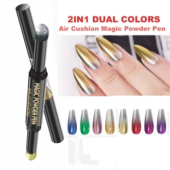 

2in1 Stylish Dual Bleding Magic Mirror Powder Pen Nail Art Air Cushion Gradient DIY Quick Unique Design Acrylic Beginner