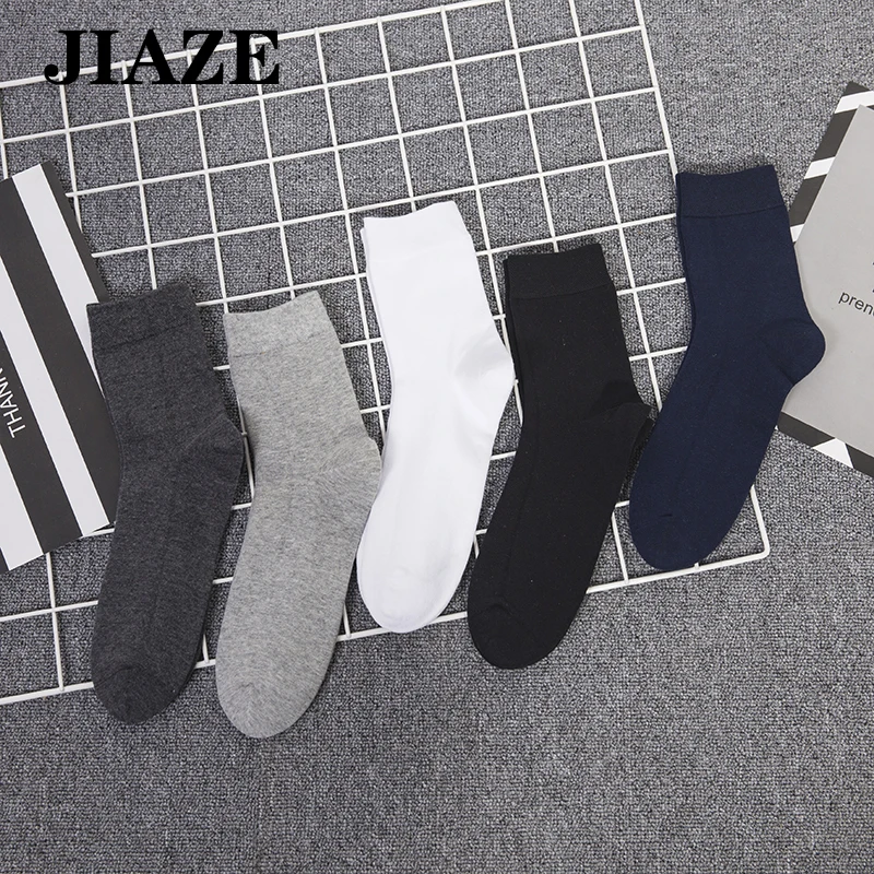 JIAZE мужские дезодорирующие носки, одноцветные хлопковые классические деловые Повседневные носки, Осенние Отличные мужские термоноски