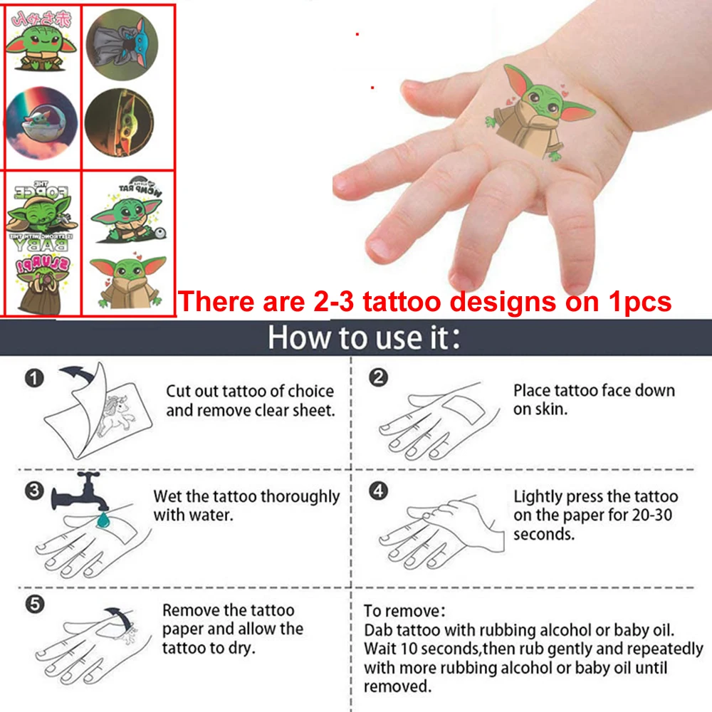 Disney 5pcs Star Wars Baby Yoda Tattoo Stickers Cartoon Mandalorian Yoda Baby Waterproof Sticker Kids Girls Birthday Gifts Toys Aliexpress