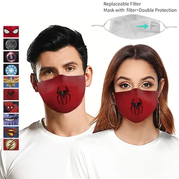 

MARVEL mascherine male and female adult protection adjustable ear straps reusable face mask set contains 10 masks 5 filters