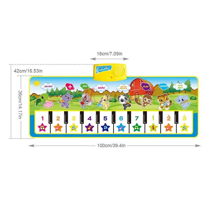 100x36cm Электронный Музыкальный детский игровой коврик, красочный игровой коврик с животными, детский игровой коврик, детский коврик, детский коврик, развивающие игрушки для детей - Цвет: 100x36cm