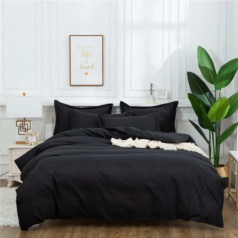 black LOVINSUNSHINE черный Евро постельный комплект queen Размер одноцветная полоска Kingduvet Cover Hign качество одеяло кровать - Цвет: black