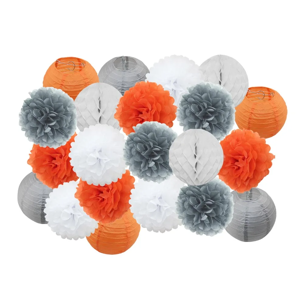 Grey Orange Set Новинка 21 шт./компл. зеленый комплект клевера-символа Дня Святого Патрика джемпер Для летних вечеринок украшение круглый Бумага Фонари Свадебный розовый висит Изделия из бумаги - Цвет: Grey Orange Set