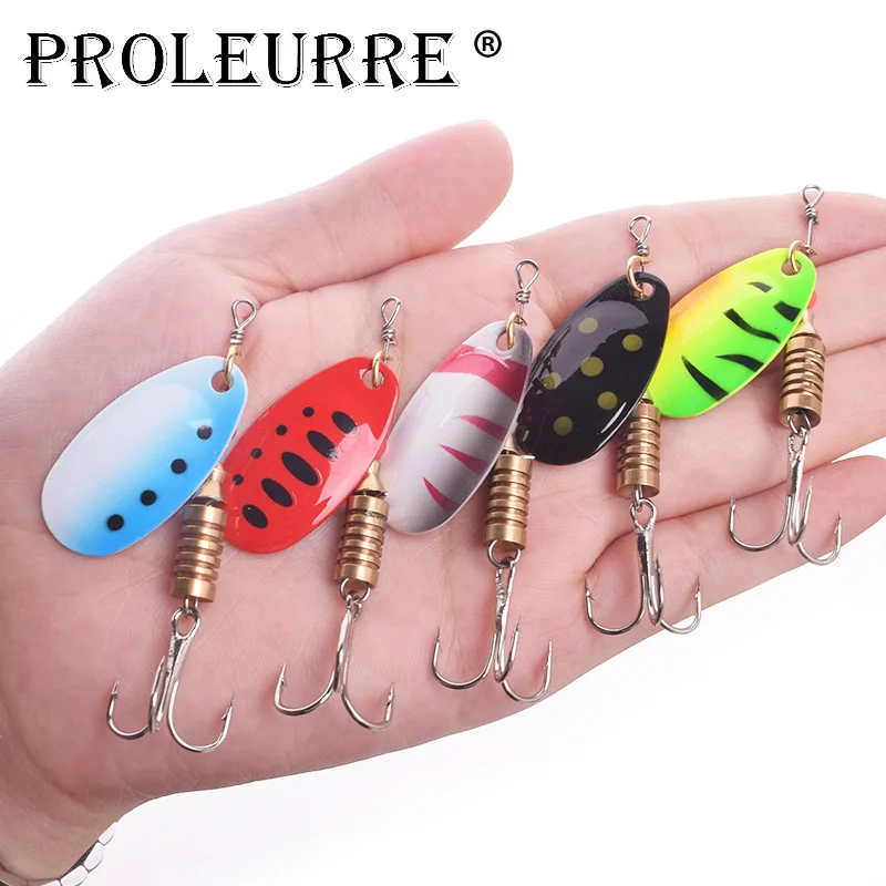 Rotating Fishing Lure Metal Spinner Spoon Hard Baits For Trout Pike Pesca Tackle 