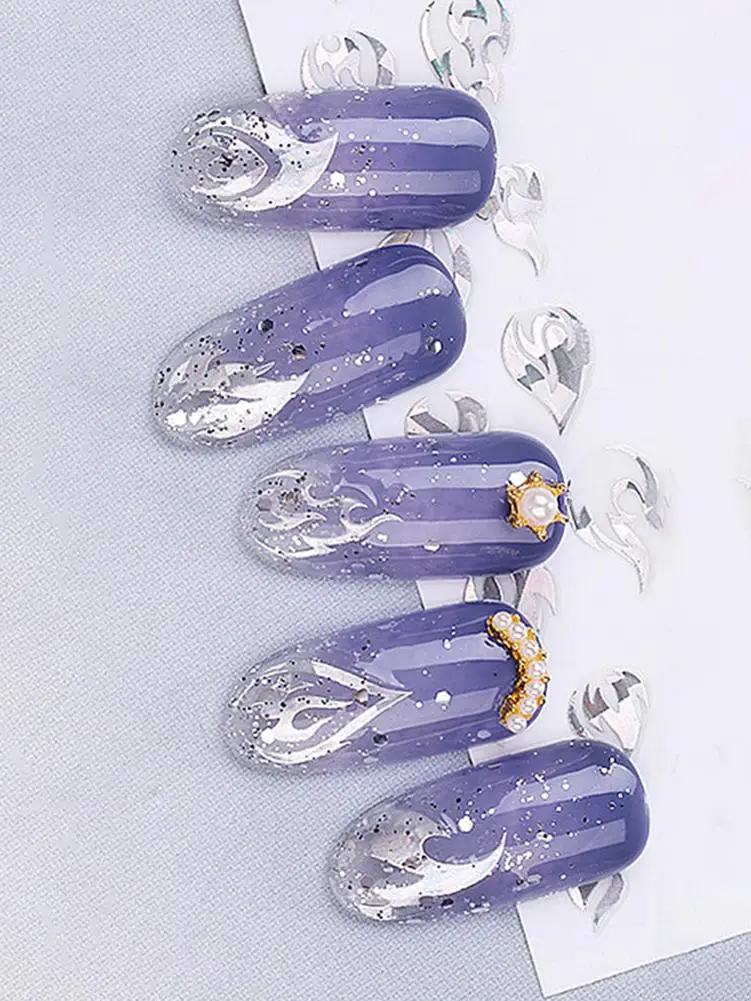 4PCS Flame Reflections Nail Sticker Thin Colorful Art Stickers DIY Decoration for Salon Home Beauty Supply | Красота и здоровье