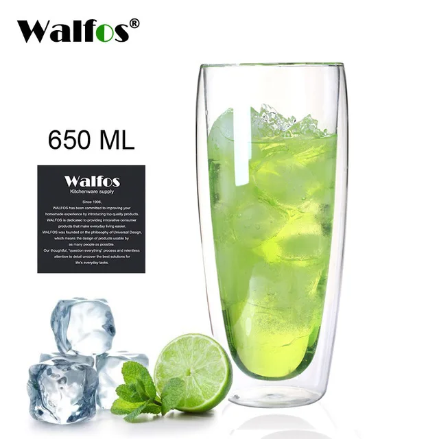 G 650ML WALFOS двойные кофейные кружки с ручкой чашки для напитков с термоизоляцией, двойной стакан для стены творческая чашка для чая подарок питьевое молоко - Цвет: G 650ML
