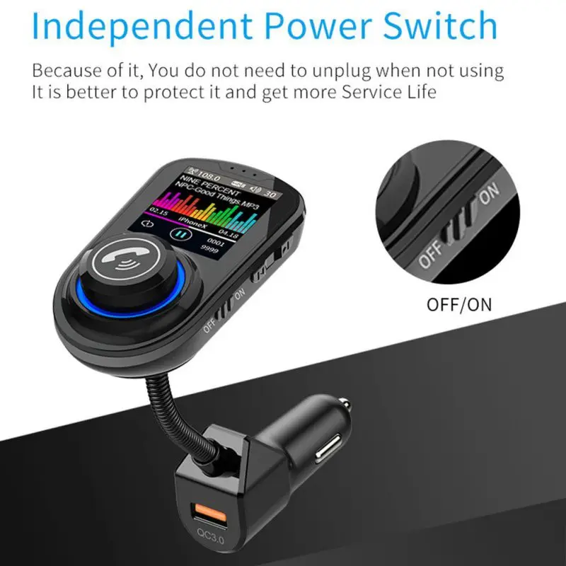 ONEWELL Qc3.0 1,8 дюймовый цветной экран автомобильный беспроводной Mp3 Автомобильный цветной экран Hd Mp3 Автомобильная Быстрая зарядка без рук