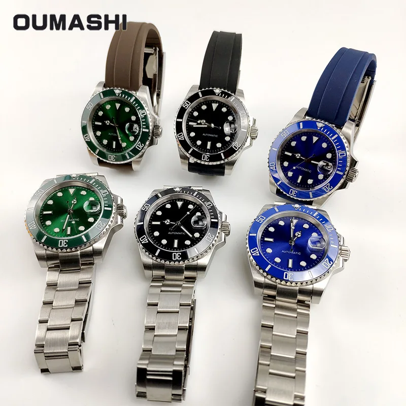 Автоматические Мужские часы 116610ln, нержавеющая сталь, сапфир, 200 м, для плавания, дайвер, механические,, черный, синий, зеленый, OUMASHI, 40 мм