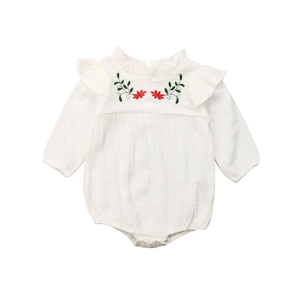 Новая одежда для маленьких мальчиков и девочек детский комбинезон для новорожденных боди льняная осенняя одежда с длинными рукавами осенний наряд для детей от 0 до 24 месяцев - Цвет: Белый