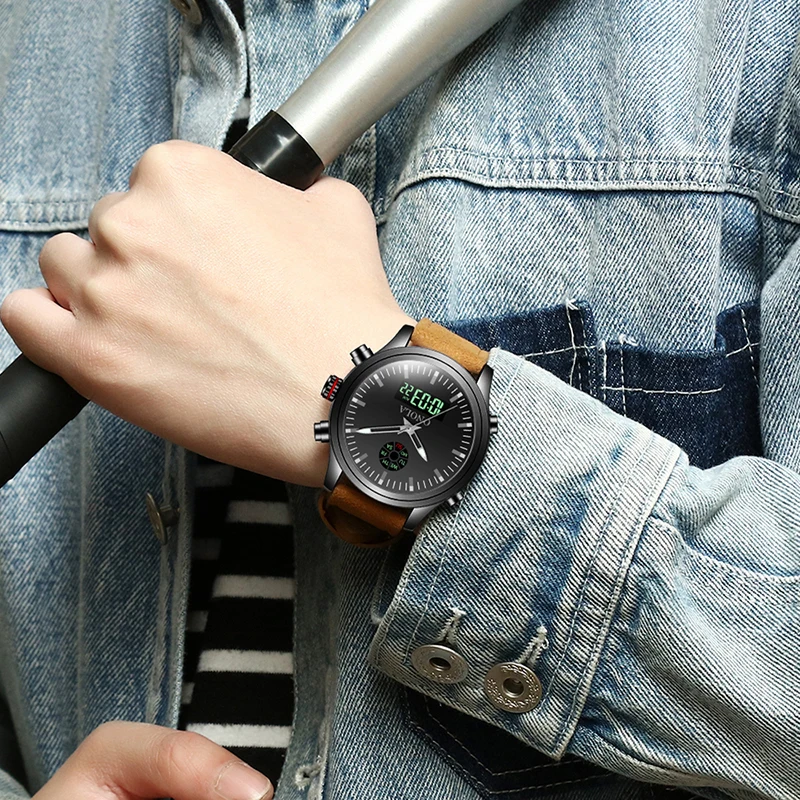 Onola brand high quality durable men’s sports military watch orgin,double display led luminous wristwatch digital