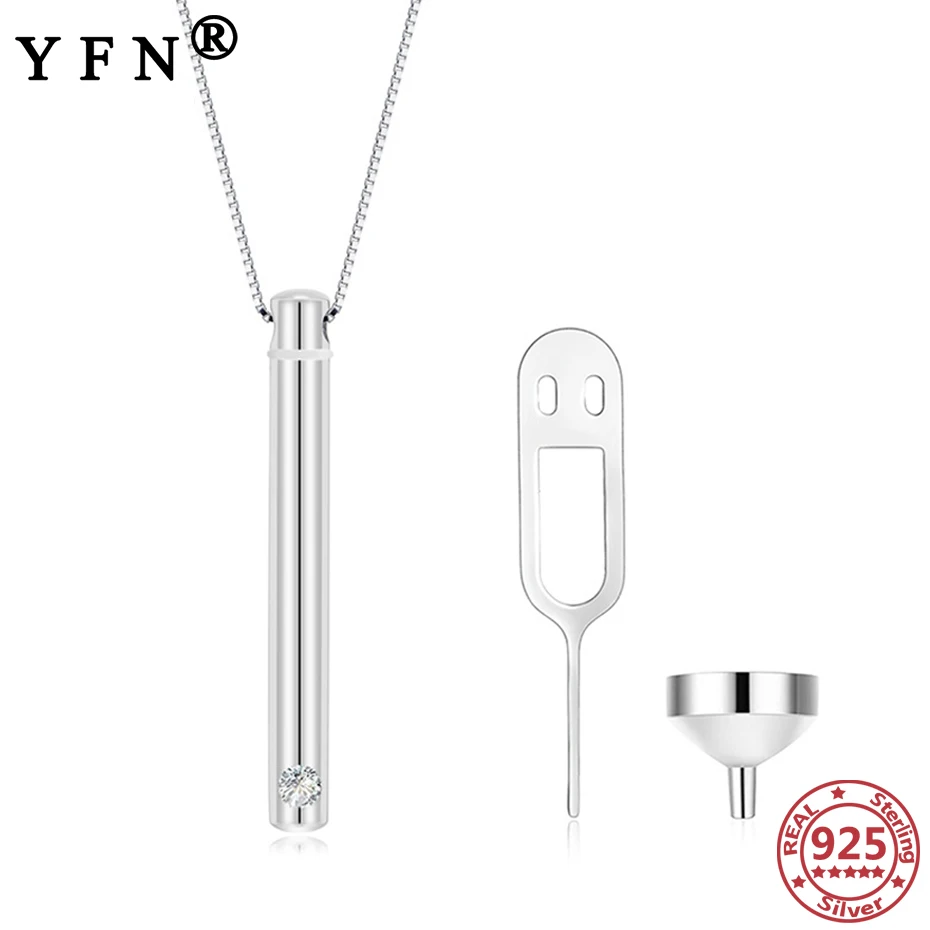 YFN 925 пробы серебряные вертикальные ожерелья с кулоном в виде урны кубическим