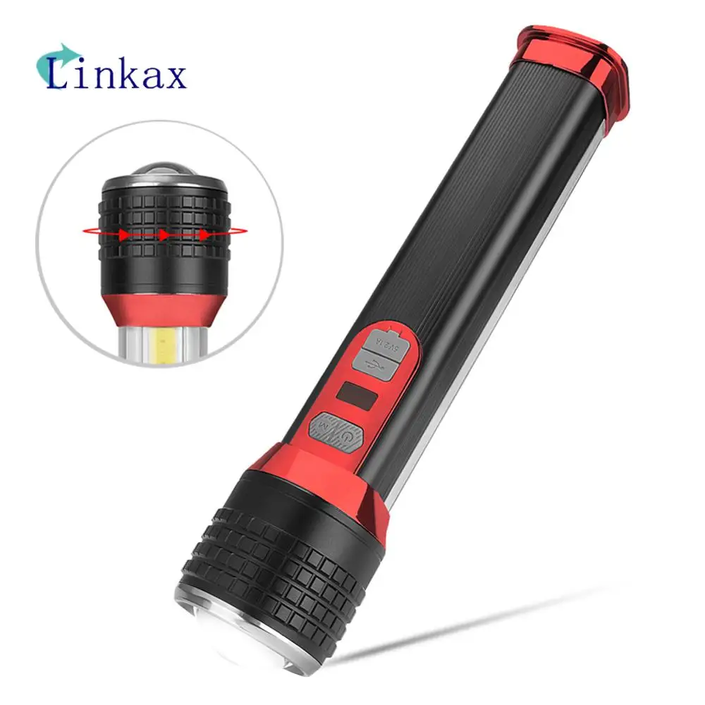 

P50 COB LED Flashlight Torch USB Rechargeable LED Work Light Adjustable Zoom Focus For Outdoor Camping Car Repair Lamp
