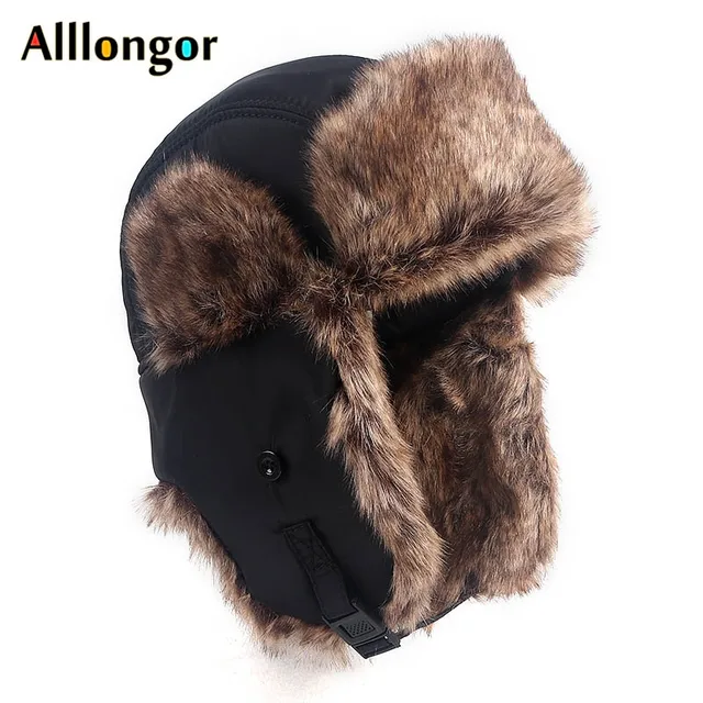 Stay Warm and Stylish with the Waterproof Russian Fur Bomber Hat Men Ushanka