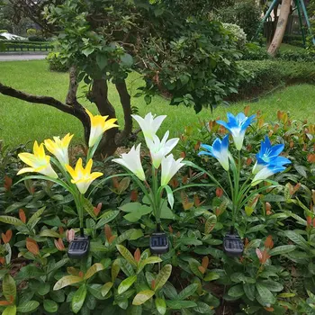 

1 Pcs 4 Heads Solar Lily Lantern Led Simulation Lantern Outdoor Decorative Lawn Lamp Solar Panel Led Lamp Garden Lighting