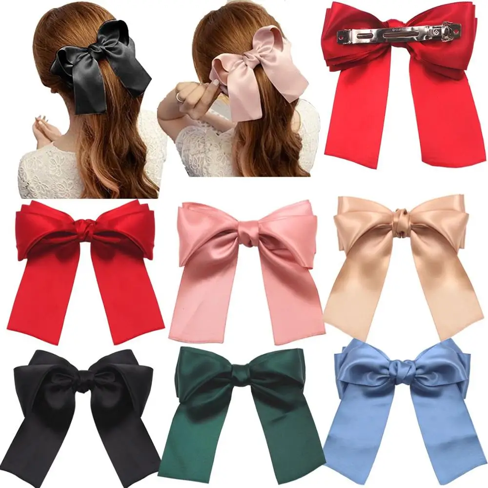 60pcs Ribbon Bows Bowknot Flower Handmade Bright Color Hair Bows  Accessories for Girls Red