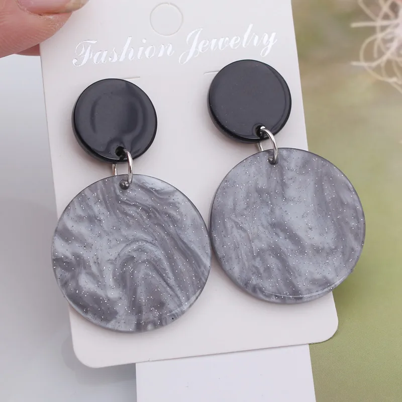 Leopard Acrylic Resin Round Dangle Earrings For Women Geometry Big Circle Square Earrings Acetate Brincos Fashion Jewelry