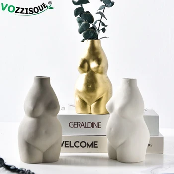 

Female Body Vase Art Design Flower Vase Nude Female Sculpture Gold Flower Vase Creative Hobby Vase Home Accessories Ornamental