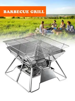 

Stainless Steel Folding Light Barbecue Grill Outdoor Camping Picnic Grilling Stove with Carrying Bag for Hiking Camping Kitchen