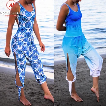 

Women Streetwear Casual Jumpsuits Open Back Design Hollow Out Sling Backless Sleeveless Print Lady Summer Loose Jumpsuits