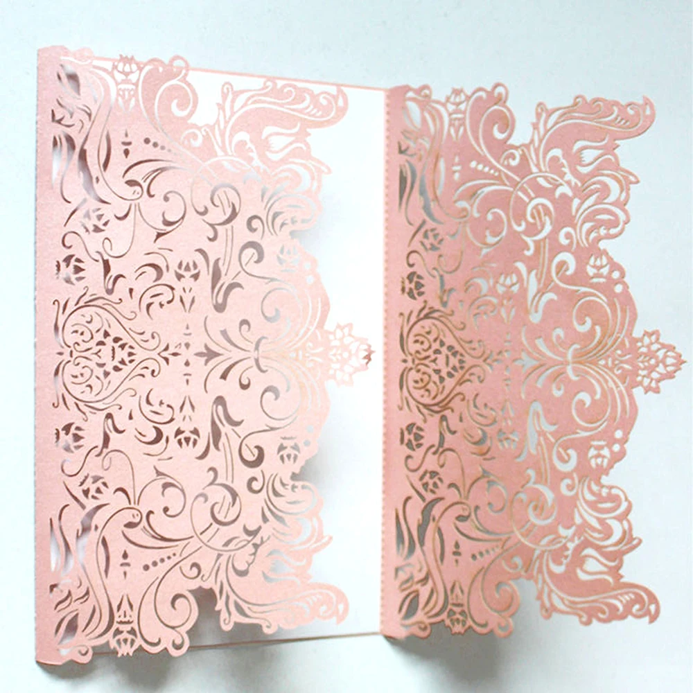  10pc/lot White Hollow Laser Cut Wedding Invitations Elegant Engagement Wedding Invitation Card With - 4.00012E+12