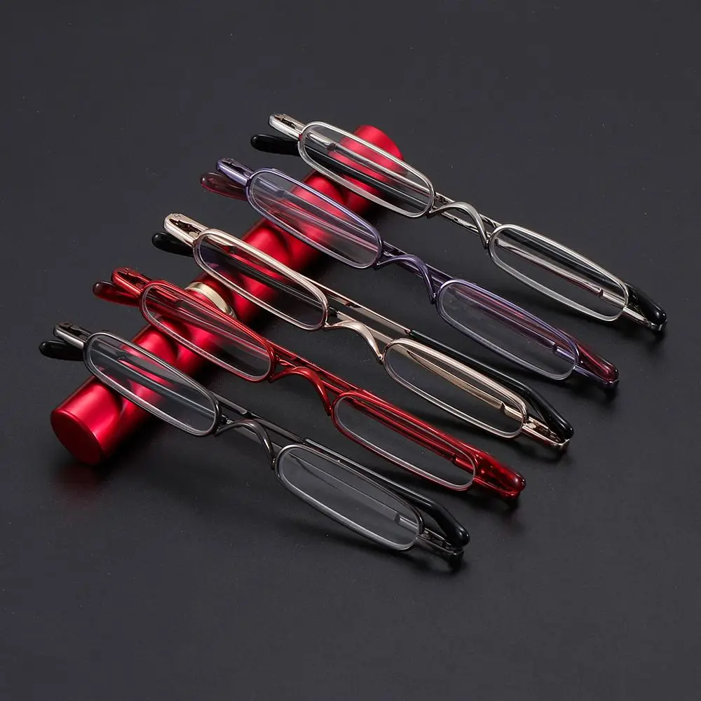 

1PC Fashion Mini Portable Clip Case Tube Reader Glasses Slim Pen Reading Glasses Spring Hinged Eyeglasses with for Men Women