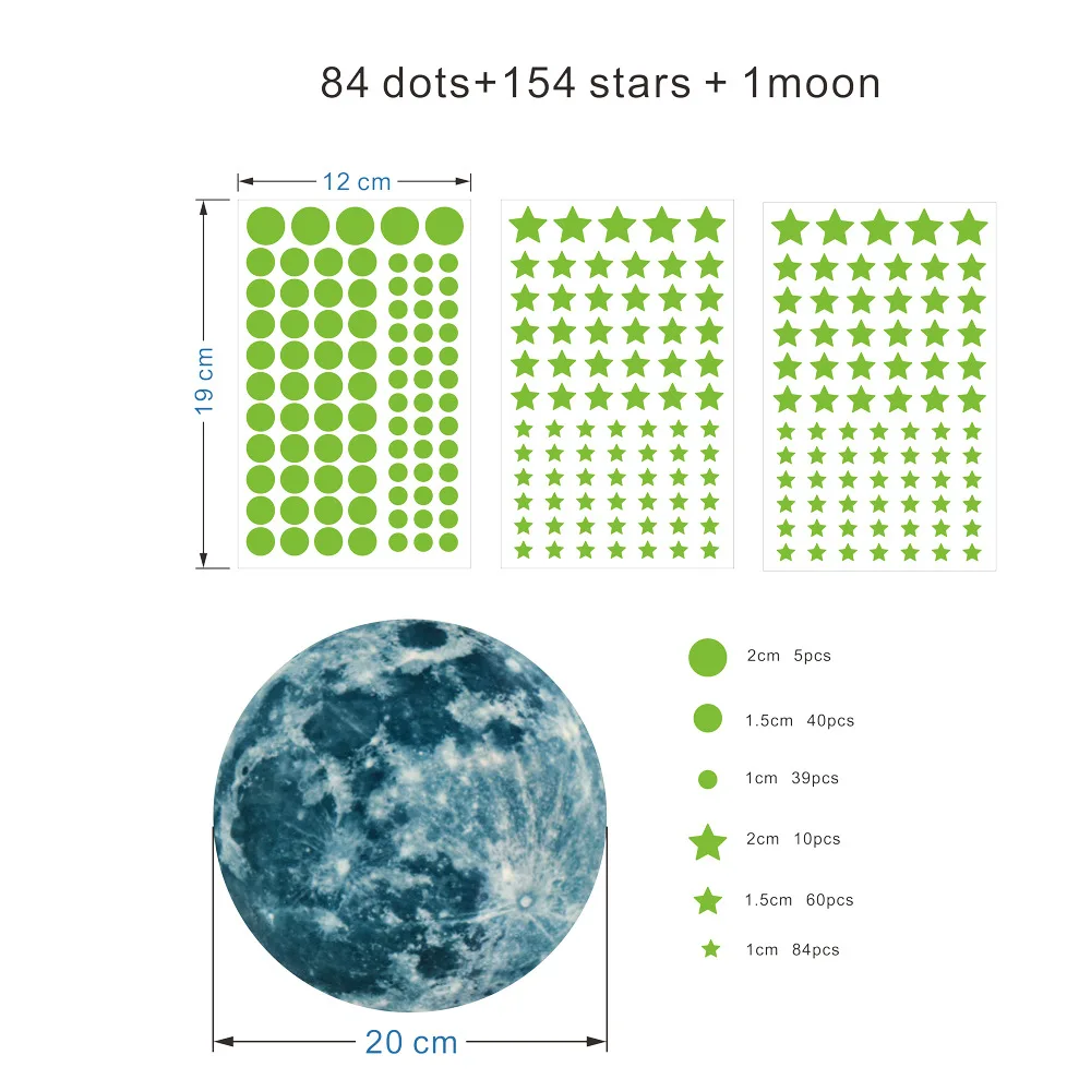 1Set Nine Planets Stars Wall Stickers Luminous Stickers for Kids Bedroom Living Room Glow In The Dark DIY Party Home Decor 