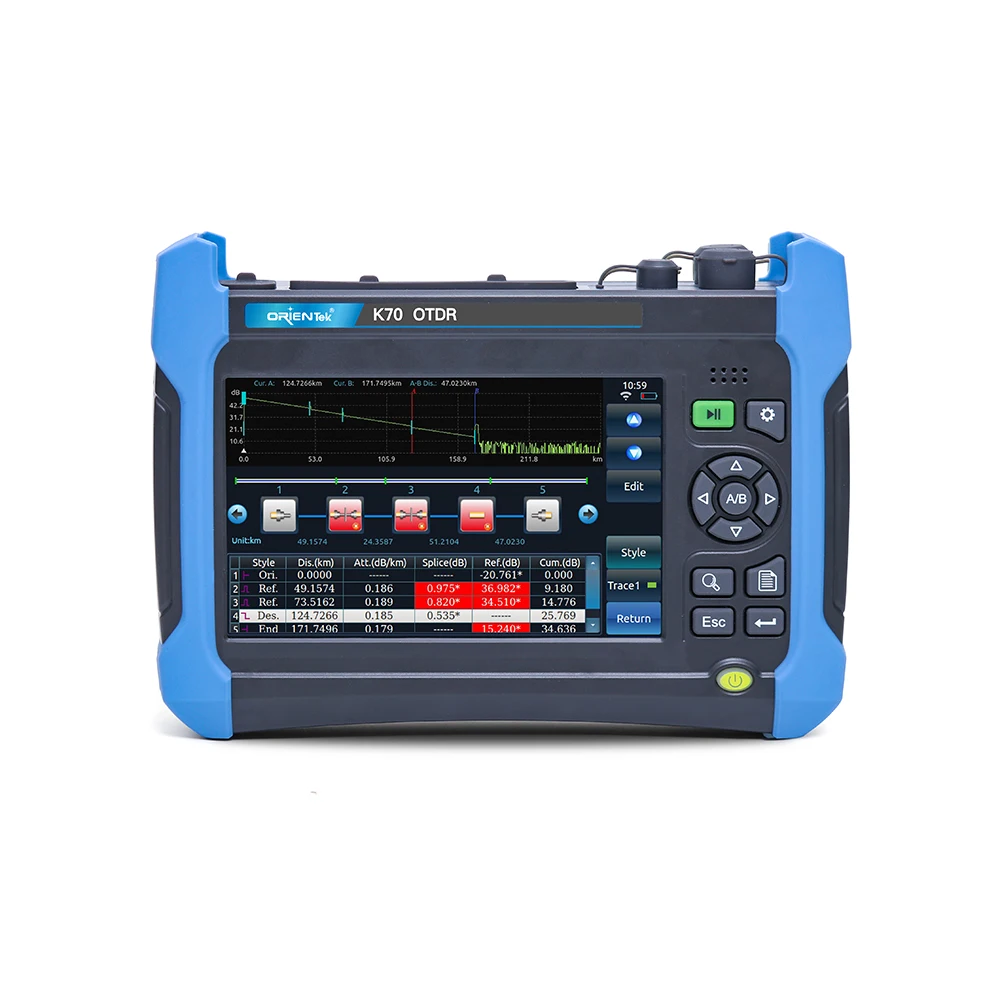 Orientek K70 SM& mm OTDR 850/1300+ 1310/1550nm 24/28/32/30dB w/VFL встроенный КПМ+ VLS