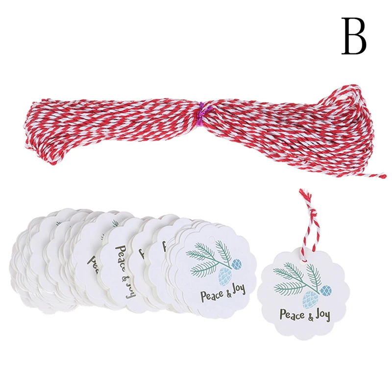 100PCS Multi Style Merry Christmas Paper Tags DIY Craft Label For Christmas Party Note Hang Tag Handmand Gift Wrapping Supplies - Цвет: B