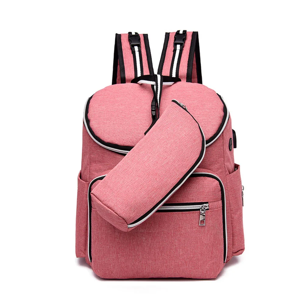 

Zipper Gifts Baby Diaper Bag Multi Pocket Mom Backpack USB Interface Adjustable Strap Multifunctional Polyester Large Capacity