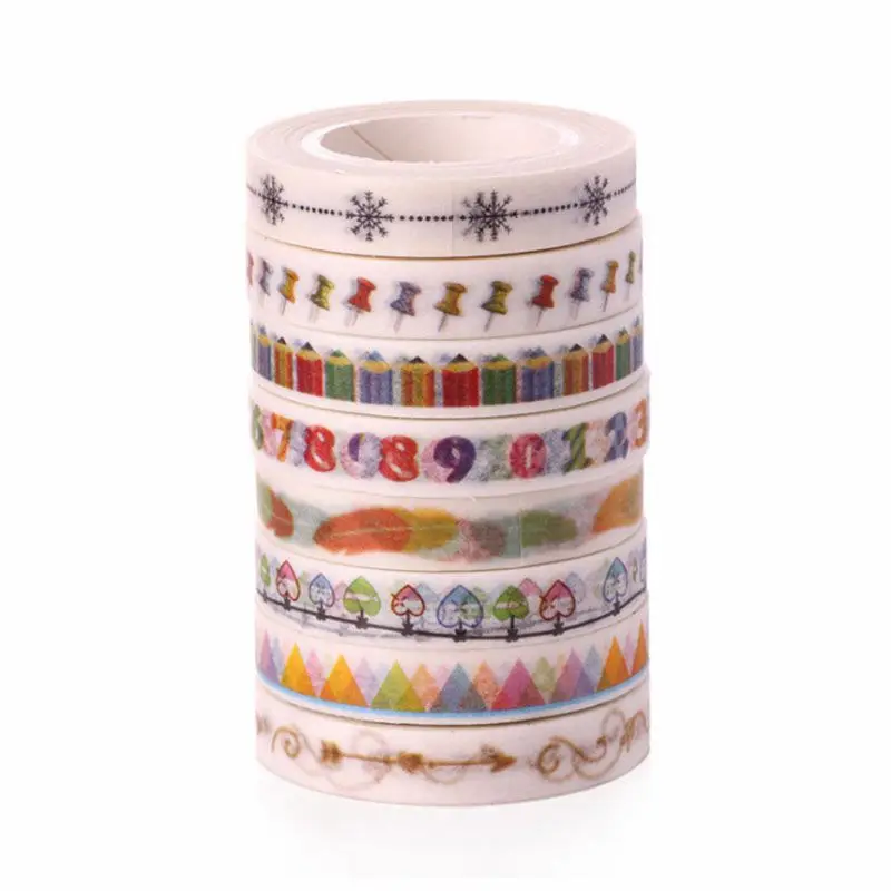 Decorative Rainbow Adhesive Tape Paper Washi Masking Tape Adhesive Tape DIY(Style 7