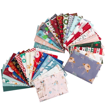 

printed Christmas fabric patchwork cotton fabric great for bed sheets or Xmas handmade materials 2 pieces/set TJ1315