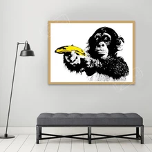 Mono con Plátano, arte urbano Vintage Retro afiche decorativo DIY pared lienzo pintura pegatinas pósteres casa decoración para Bar regalo