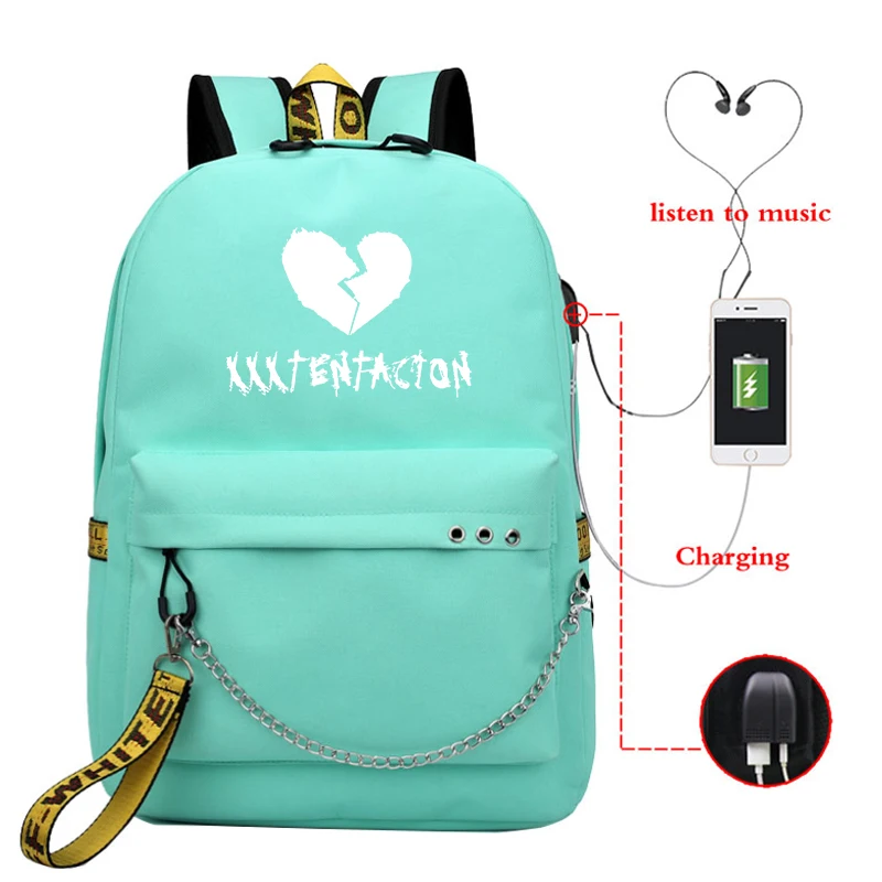 XXXTentacion принт рюкзак Mochilas Harajuku USB школьная сумка для девочек Для женщин Колледж рюкзак для путешествий для ноутбука рюкзак дорожная сумка - Цвет: Girls Backpacks 1