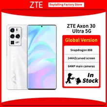 Global Version ZTE Axon 30 Ultra 5G MobilePhone 8GB 128GB Snapdragon 888 Octa Core 65W Fast Charge 144Hz Flexible Curved Screen