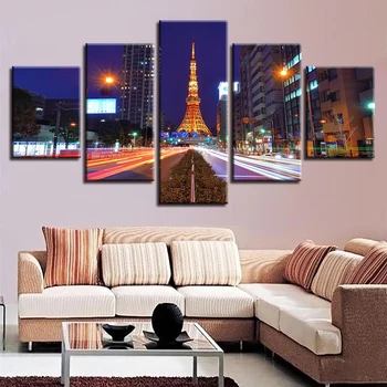 

City Highway Golden Pari Tower Wall Decor Art Full Round Drill 5D Diamond Painting Pictures Embroidery Mosaic Cross Stitch Craft