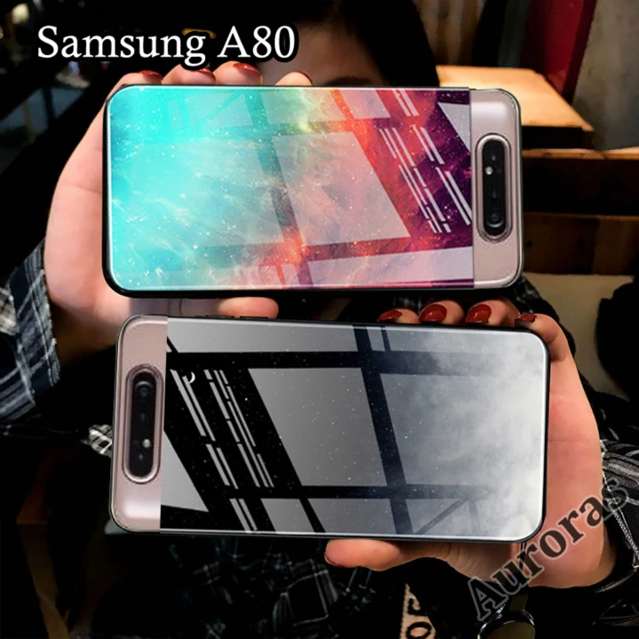 

Auroras For Samsung Galaxy A80 Case Tempered Glass Cover With Starry Sky Print For Samsung A80 Funda Couqe