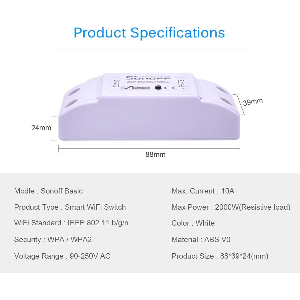 Itead Sonoff Basic переключатель Wi Fi Беспроводной дистанционного DIY автоматический