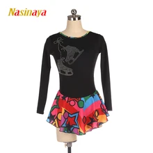 Платье конькобежное платье с фигурной фигурой «Nasinaya», юбки для конькобежцев, для девочек, детская одежда для гимнастики, Яркая юбка